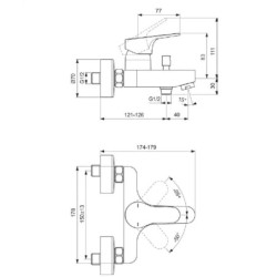 Ideal Standard Cerabase - Mitigeur de baignoire, chrome BC843AA