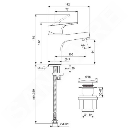Ideal Standard Cerabase - Mitigeur de lavabo avec vidage Click-Clack, chrome BD077AA