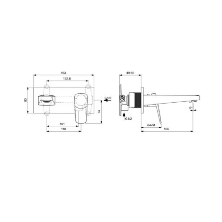 Ideal Standard CeraPlan - Mitigeur de lavabo encastré, noir BD244XG