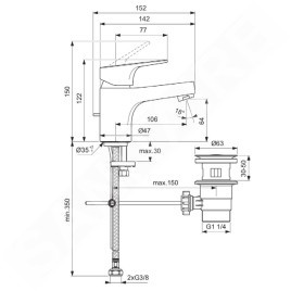 Ideal Standard Cerabase - Mitigeur de lavabo avec vidage, chrome BD392AA