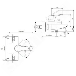 Ideal Standard Cerabase - Mitigeur de baignoire, chrome BD594AA