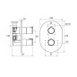 Ravak Chrome - Mitigeur thermostatique à encastrer, 2 sorties, avec corps d’encastrement, noir X070432