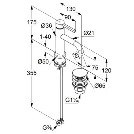 Kludi Nova Fonte - Mitigeur de lavabo avec bonde Push-Open, blanc mat 202665315
