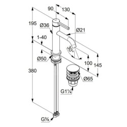 Kludi Nova Fonte - Mitigeur de lavabo avec bonde Push-Open, blanc mat 202885315