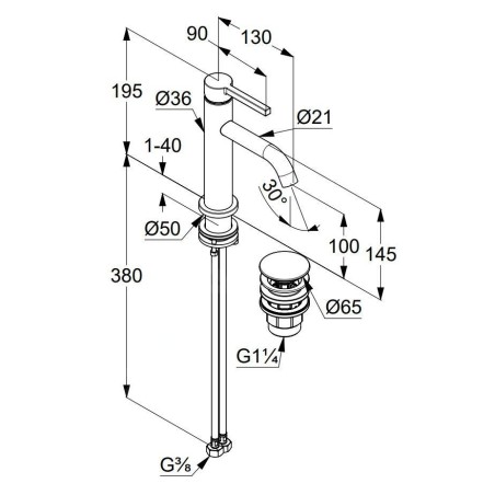 Kludi Nova Fonte - Mitigeur de lavabo avec bonde Push-Open, blanc mat 202885315