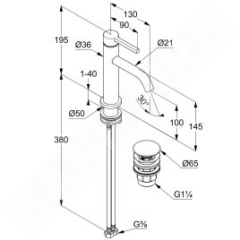 Kludi Nova Fonte - Mitigeur de lavabo avec vidage Push-Open, EcoPlus, blanc mat 202895315