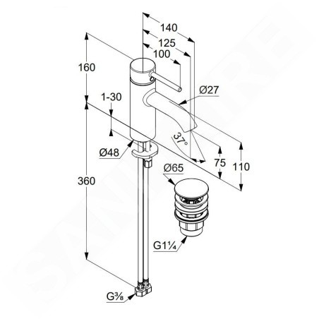 Kludi Bozz - Mitigeur de lavabo avec bonde Push-Open, blanc mat 382665376