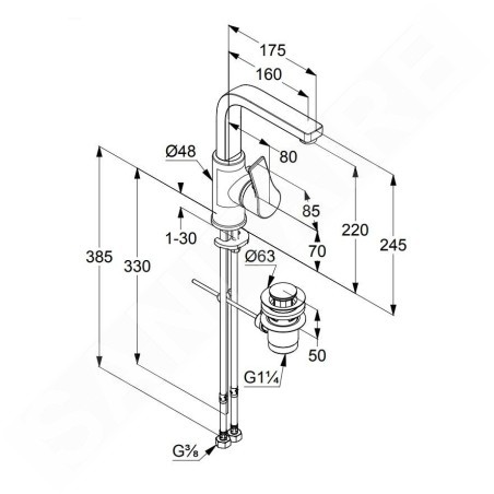 Kludi Zenta SL - Mitigeur de lavabo avec vidage, noir mat 480273965