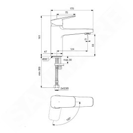 Ideal Standard CeraPlan - Mitigeur de lavabo, BlueStart, noir soyeux BD224XG