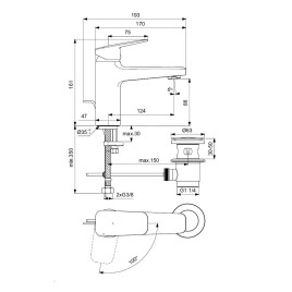 Ideal Standard CeraPlan - Mitigeur de lavabo avec vidage, BlueStart, noir soyeux BD228XG
