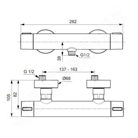 Ideal Standard ALU+ - Mitigeur thermostatique de douche, argenté BD582SI