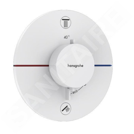 Hansgrohe ShowerSelect Comfort - Mitigeur thermostatique encastré, 2 sorties, blanc mat 15554700
