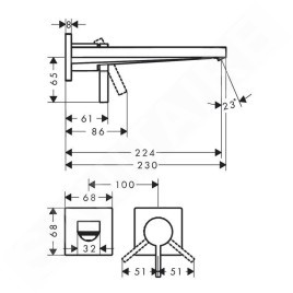 Hansgrohe Tecturis E - Mitigeur de lavabo encastré, avec vidage, installation à 2 trous, EcoSmart, bronze brossé 73051140