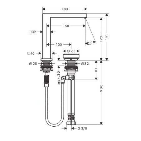 Hansgrohe Tecturis E - Mitigeur de lavabo avec vidage, montage 2 trous, CoolStart, EcoSmart+, bronze brossé 73053140