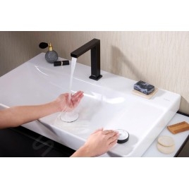 Hansgrohe Tecturis E - Mitigeur de lavabo avec vidage, montage 2 trous, CoolStart, EcoSmart+, noir mat 73053670