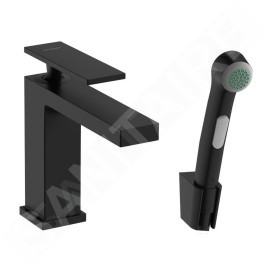 Hansgrohe Tecturis E - Mitigeur de lavabo avec vidage Push-Open et douchette de bidet, EcoSmart, noir mat 73210670