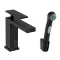 Hansgrohe Tecturis E - Mitigeur de lavabo avec vidage Push-Open et douchette de bidet, EcoSmart, noir mat 73210670