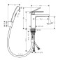 Hansgrohe Tecturis E - Mitigeur de lavabo avec vidage Push-Open et douchette de bidet, EcoSmart, noir mat 73210670