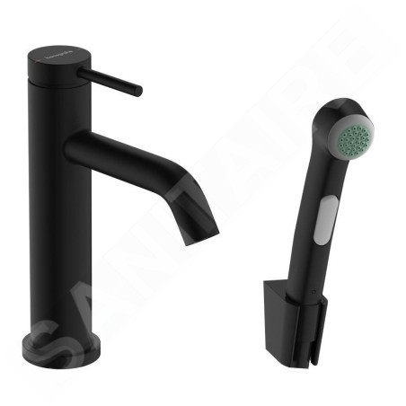 Hansgrohe Tecturis S - Mitigeur de lavabo avec vidage Push-Open et douchette de bidet, EcoSmart, noir mat 73211670