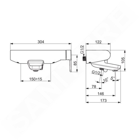 Hansa Designo - Mitigeur de baignoire, chrome 51852183