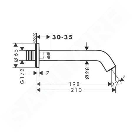 Hansgrohe Tecturis S - Bec de baignoire, noir mat 73411670