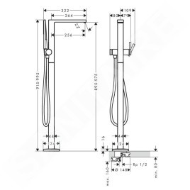 Hansgrohe Tecturis E - Mitigeur de baignoire à monter au sol, bronze brossé 73445140