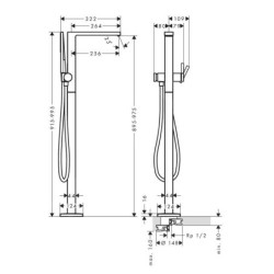 Hansgrohe Tecturis E - Mitigeur de baignoire, montage au sol, noir mat 73445670