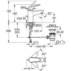 Grohe Swift - Mitigeur de lavabo avec bonde, chrome 24316001