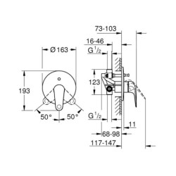 Grohe Swift - Mitigeur encastré avec 2 sorties et corps d’encastrement, chrome 24336001