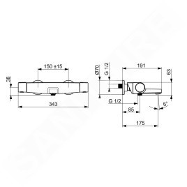 Hansa Optima - Mitigeur thermostatique de baignoire, noir mat 6513220133