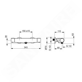 Hansa Optima - Mitigeur thermostatique de douche, noir mat 6514020133