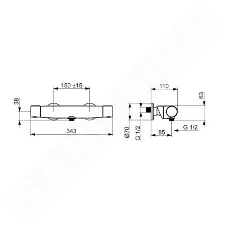 Hansa Optima - Mitigeur thermostatique de douche, noir mat 6514020133