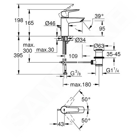 Grohe QuickFix Start - Mitigeur de lavabo avec vidage, noir mat 242092432