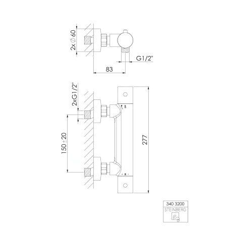 Steinberg 340 - Mitigeur de douche thermostatique, noir 340 3200 S