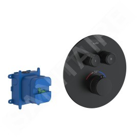 kielle Oudee - Mitigeur thermostatique encastré, avec corps d´encastrement, pour 2 sorties, noir mat 10602204