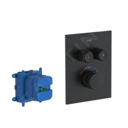 kielle Arkas I - Mitigeur thermostatique encastré, avec corps d´encastrement, pour 2 sorties, noir mat 10611204
