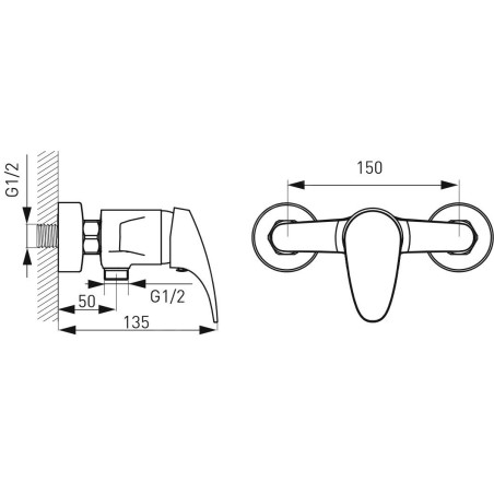 Novaservis Ferro One - Robinetterie de douche, chrome BFO7
