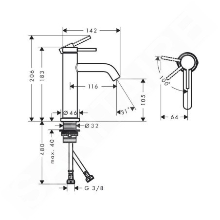 Hansgrohe Tecturis S - Mitigeur de lavabo, CoolStart, EcoSmart, noir mat 73317670
