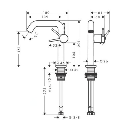 Hansgrohe Tecturis S - Mitigeur de lavabo avec vidage Push-Open, CoolStart, EcoSmart, noir mat 73342670