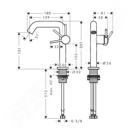 Hansgrohe Tecturis S - Mitigeur de lavabo avec vidage Push-Open, CoolStart, EcoSmart, blanc mat 73342700