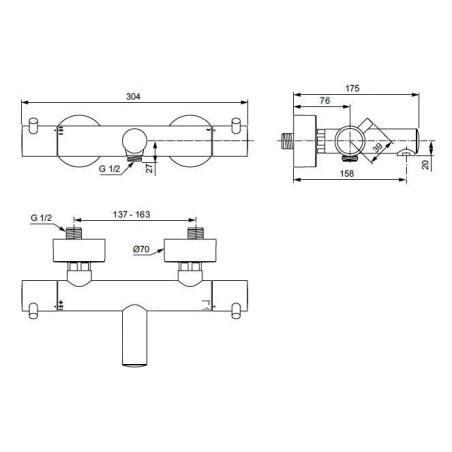 Ideal Standard CeraTherm - Mitigeur thermostatique bain, noir soyeux A7588XG