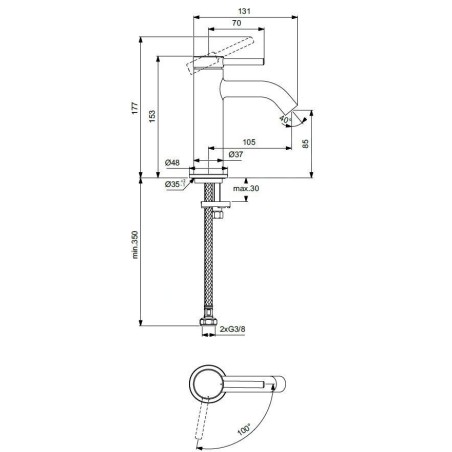 Ideal Standard Ceraline Nuovo - Mitigeur de lavabo, BlueStart, chrome BD757AA