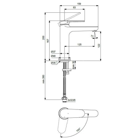 Ideal Standard Cerafine Nuovo - Mitigeur de lavabo, BlueStart, chrome BD770AA