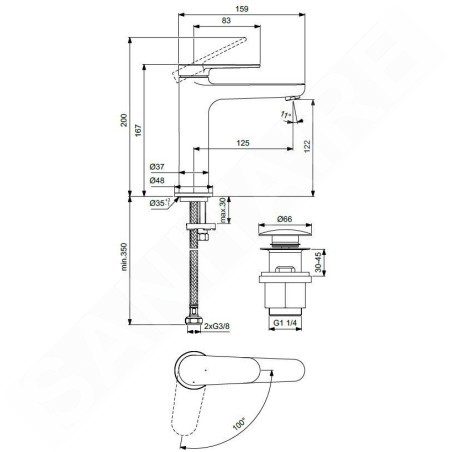 Ideal Standard Cerafine Nuovo - Mitigeur de lavabo avec bonde ClickClack, BlueStart, chrome BD772AA