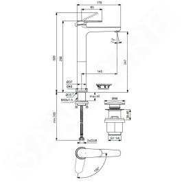 Ideal Standard Cerafine Nuovo - Mitigeur de lavabo avec bonde ClickClack, BlueStart, chrome BD966AA