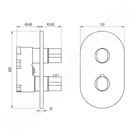 Ravak Chrome II - Mitigeur thermostatique encastré, 2 sorties, noir X070467