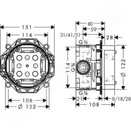 Hansgrohe Corps d’encastrement - Corps d’encastrement iBox universal 01800180