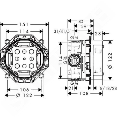Hansgrohe Corps d’encastrement - Corps d’encastrement iBox universal 01800180