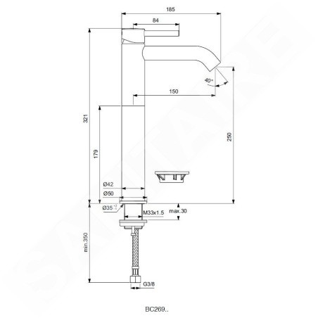 Ideal Standard CeraLine - Mitigeur de lavabo, noir BC269XG