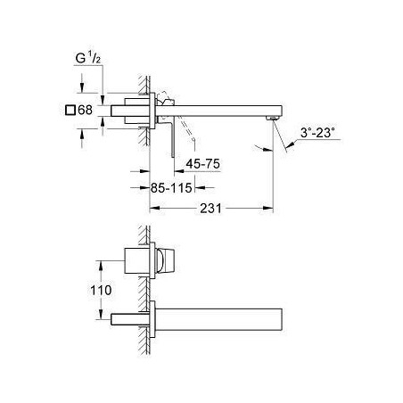 Grohe Eurocube - Mitigeur de lavabo 2 trous M, chrome 23447000